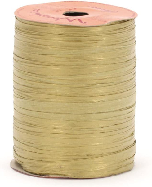 Berwick Offray Matte Holiday Gold Raffia Ribbon, 1/4'' Wide, 100 Yards