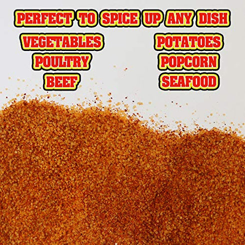 Kickin' Hot Spicy Carolina Reaper Pepper Salt – 3.4oz. Shaker Jar - Perfect Flavored Salt for Popcorn Seasoning, Margarita Salt and French Fry Seasoning - Premium Gourmet Gift