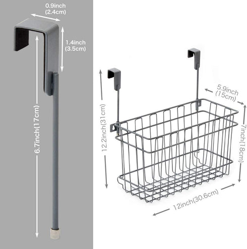 EZOWare Over the Cabinet Door Hanging Organizer Holder, Wall Mountable Deep Metal Storage Basket for Household Kitchen Bathroom Pantry Items (Medium)