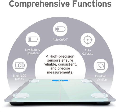 Etekcity Digital Body Weight Bathroom Scale with Step-On Technology, 400 Lb, Body Tape Measure Included, White