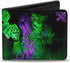 Buckle-Down mens Buckle-down Pu Bifold - the Joker Card Flipping Poses Black/Greens/Purples Wallet, Multicolor, 4.0 x 3.5 US