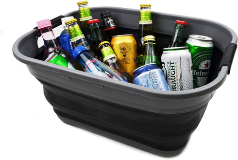 SAMMART 17.5L (4.6 Gallon) Small Collapsible/Foldable/Pop Up/Portable Washing Tub, Water Capacity 13.5L (1, Grey/Black)
