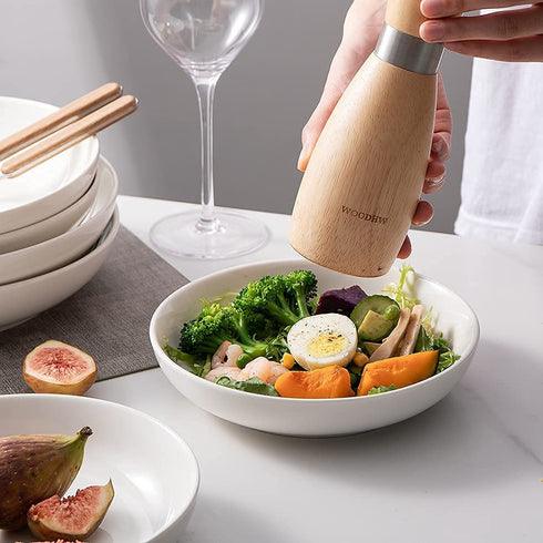 SWEEJAR Pasta Bowls, Ceramic Dinner Plates, 25oz Salad Serving Bowls for Soup, Dessert, Pizza, Fruit, Steak, Microwave Dishwasher Safe, Set of 4 ?White?