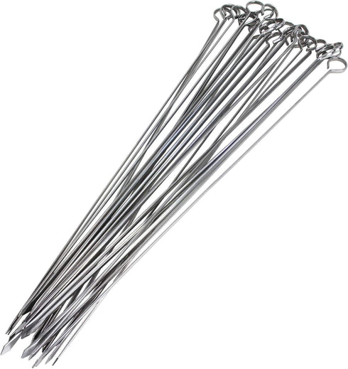 Blue Donuts 24 Pack Kabob Skewers for Grilling 17 Inch - BBQ Grill Grilling Accessories, Stainless Steel, Pack of 24