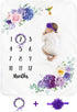 Baby Monthly Milestone Blanket Girl - Floral Newborn Month Blanket Personalized Shower Gift Soft Plush Fleece Photography Background Photo Prop Flower Blanket with Wreath Headband Large 51''x40''