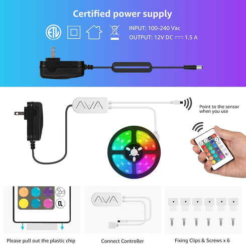 Lepro Music LED Strip Lights, 16.4ft RGB LED Strips with Remote Sync to Music, 5050 SMD LED Color Changing Strip Light for Bedroom, Home, TV, Parties and Fstivals