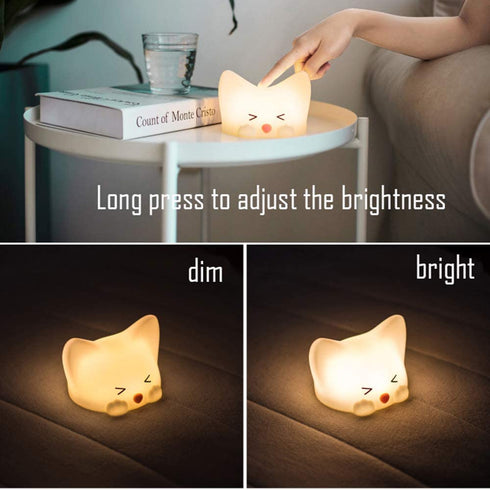 LED Kids Night Light, Cute Cat Soft Silicone Baby Nursery Lamp Living-Room Light Corridor Decor Small Night Light Halloween Christmas Holiday Lamps USB Powered Rechargeable Party Bedroom Decorations