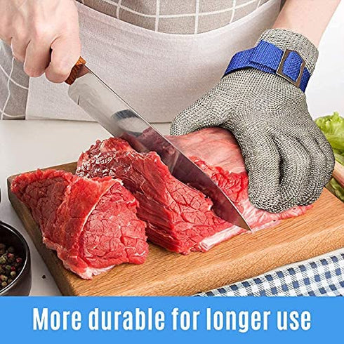 TS 2.0 ANSI A9 Cut Resistant Glove Stainless Steel Mesh Metal Wire Glove Durable Rustproof Reliable Cutting Glove for Meat Processing, Food Cutting (Medium?