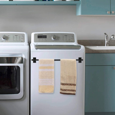 H.VERSAILTEX 2 Pack Magnetic Curtain Rods for Metal Doors Multi-Use Rods for Small Windows Cafe Sidelight and Iron Steel Places, Tool Free with Square Finials (Adjust from 16 to 28 Inch, Black)