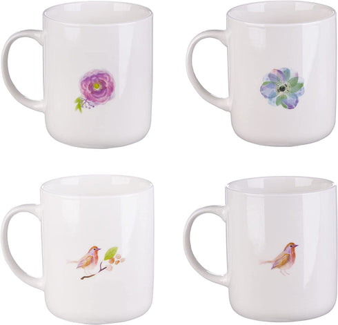 Christian Art Gifts Ceramic Coffee/Tea Mug Set for Women | Inspirational Watercolor Flowers Design Bible Verse Mug Set | Boxed Set/4 Coffee Cups