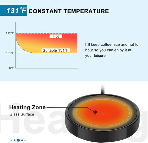 Dimux Coffee Mug Warmer, Electric Beverage Warmers for Office Home Desk Use, Smart Cup Warmer Thermostat Coaster for Hot Coffee Tea Espresso Milk Candle Wax with Gravity Switch Auto On/Off 135F