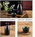 Sake Set Black Japanese 5 Pieces Traditional Japanese Sake Cup Set Hand Painted Design Porcelain Pottery Ceramic Cups Crafts Wine Glasses Gifts (Classic, 280 ML)