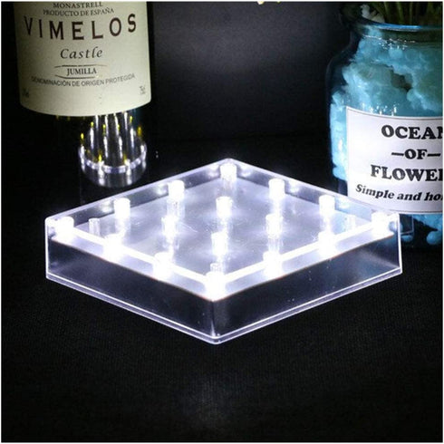 LARDUX Led Light Base - 5 inch Square Lights Display Stand for Effiel Tower Vase Crystal Glass Art LED Pedestal Base - Charging USB or Battery Powered