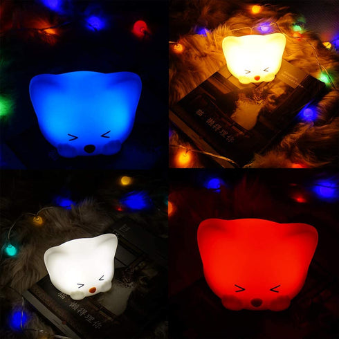 LED Kids Night Light, Cute Cat Soft Silicone Baby Nursery Lamp Living-Room Light Corridor Decor Small Night Light Halloween Christmas Holiday Lamps USB Powered Rechargeable Party Bedroom Decorations