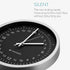Navaris 24 Hour Wall Clock - 11.8" Analog Military Time Clock with Silent Movement Non-Ticking Hands - Battery Operated - Silver Frame with White Face
