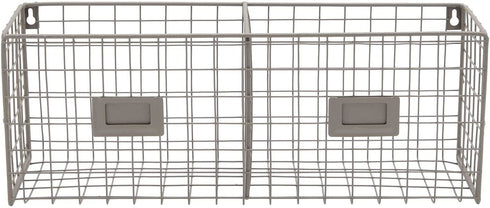 Wire Basket Hanging Mail Organizer, Farmhouse Wall Decor (17.2 x 6.5 x 5.2 in)