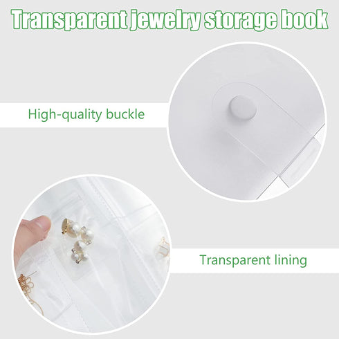 288 Grid Transparent Jewelry Storage Book with Pocket, Jewelry Earring Organizer Storage Holder Book Anti Oxidation Jewelry Storage Album with 100 Pieces Storage Bag for Necklace Bracelets Earring