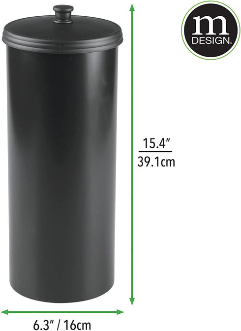 mDesign Plastic Floor Stand Toilet Paper Organizer w/Cover, 3-Roll Space-Saving Tissue Storage - for Bathroom, Fits Under Sink, Vanity, Shelf, in Cabinet, Corner - Hyde Collection - Black