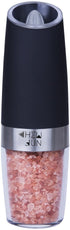 Electric Gravity Pepper Grinder or Salt Mill with Adjustable Coarseness Automatic Pepper Mill Grinder Battery Powered with Blue LED Light,One Hand Opetated Brushed Stainless Steel by CHEW FUN