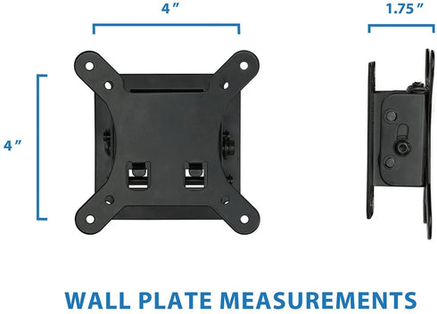 Mount-It! Small TV Monitor Wall Mount | RV TV Mount | Quick Release | Fits 13 15 17 19 20 21.5 24 25 27 32 Inch Screens | 75 100 VESA Compatible | Low-Profile Slim Design | 30lb Capacity