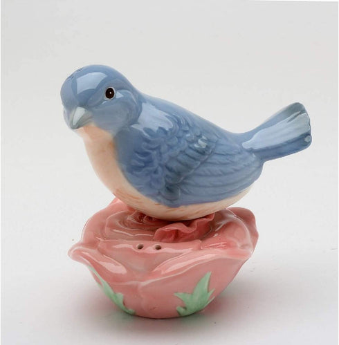 Cosmos Gifts 20743 Bluebird on Rose Salt and Pepper Shaker, Red