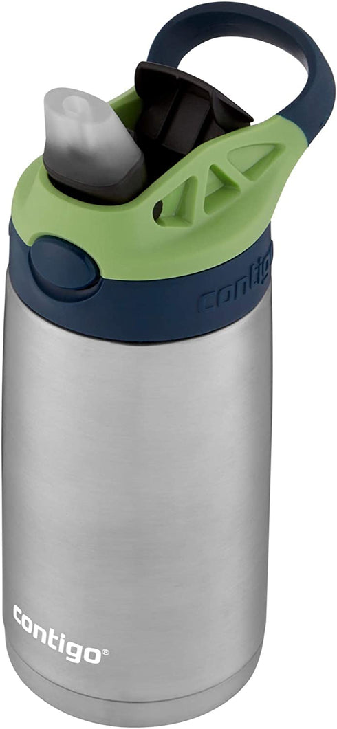 Contigo Kids Stainless Steel Water Bottle with Redesigned AUTOSPOUT Straw, 13 oz, Blueberry & Green Apple