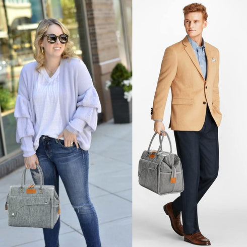 Insulated Lunch Bags for Men Women,Adult Lunch Box Large,Leakproof Lunchbox for Girl,Multi-Pocket Tote Lunch Bag Reusable Cooler Bag for Work, Office, Picnic, Outdoor (Grey)