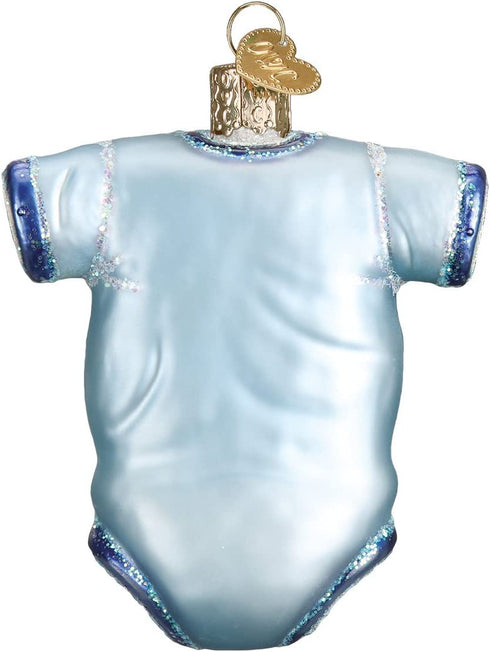 Old World Christmas Ornaments: Baby Collection Glass Blown Ornaments for Christmas Tree, Blue Onesie