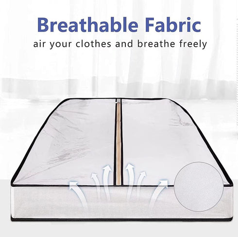 AOODA 40" Hanging Garment Bags for Closet Storage Suit Bag 4" Gusseted Clear Clothes Cover for Coat, Jacket, Sweater (3 Packs)