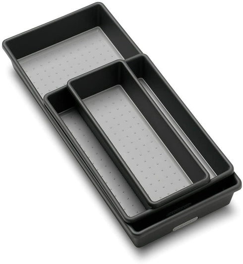 madesmart Classic 3-Tray Bin Pack - Granite | CLASSIC COLLECTION | Multi-Purpose Storage | Soft-grip Lining and Non-slip Rubber Feet | Durable | BPA-Free