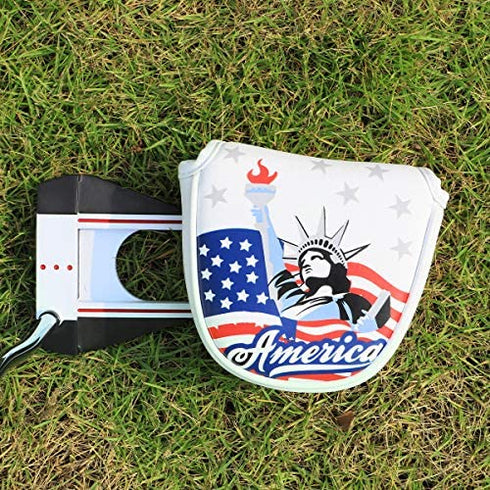 Golf Mallet Putter Head Cover Magnetic Headcover Head Covers Golf Club Accessory USA Statue of Liberty Thick Synthetic Leather for Odyssey 2ball 2 Ball Taylormade Scotty Cameron