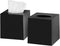 DW‹LLZA HOM‹ Tissue Box Cover Square - Facial Cube Tissue Box Holder Case Dispenser for Bathroom Vanity Countertop, Bedroom Dresser, Office Desk or Night Stand Table, 2 Pack - Black