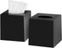 DW‹LLZA HOM‹ Tissue Box Cover Square - Facial Cube Tissue Box Holder Case Dispenser for Bathroom Vanity Countertop, Bedroom Dresser, Office Desk or Night Stand Table, 2 Pack - Black