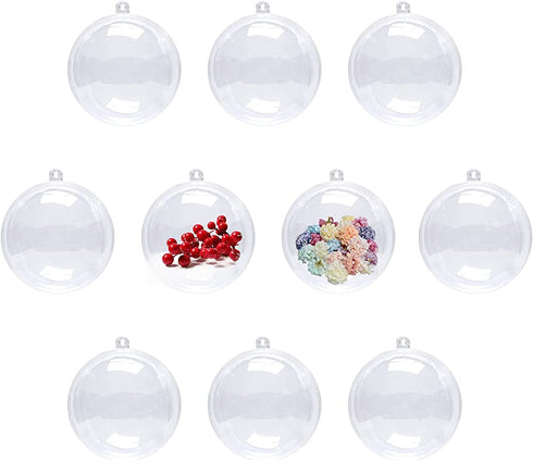 AMS 10pcs Christmas DIY Clear Thickeness Acrylic Fillable Balls, Plastic Clear Plastic Ornaments Balls Fillable Wedding Party Decor for Wedding,Thanksgiving,Party(4.72˜™, Clear)