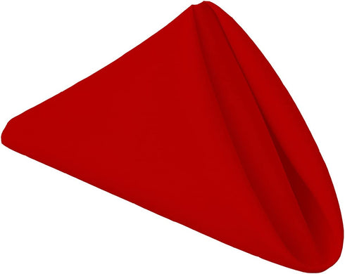 Gee Di Moda Cloth Napkins - 17 x 17 Inch Red Solid Washable Polyester Dinner Napkins - Set of 12 Napkins with Hemmed Edges - Great for Weddings, Parties, Holiday Dinner & More