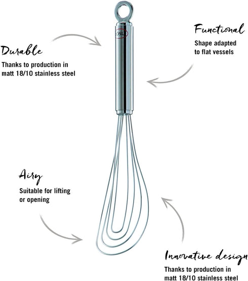 R¶sle Stainless Steel Flat Whisk, 8 Wire, 8.7-inch