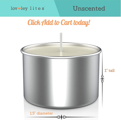 Lovley Lites Soy Tealight Candles Unscented - Box Set of 36 Premium Tealight Unscented Candles Long Burning + Tealight Candle Holder, 1 Inch Tall Soy Wax Tea Candles