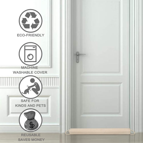 Sunolga 38" Weighted Door Draft Stopper Under Door Noise Air Stopper 2.2LB,Sound Proof Draft Guard for Doors and Windows,Machine Washable - Beige
