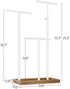 SONGMICS 2-in-1 Jewelry Display Stand Holder, Jewelry Rack Tree with 3 T-Shape Metal Bars with Holes, Storage Tray, Adjustable, Long Necklace Bracelet Earring Ring, Rustic Brown and White UJJS016W01