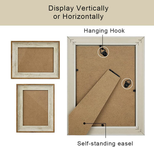 5x7 Picture Frame, Set of 2 Wood White and Brown Photo Frames for Wall and Tabletop Display,PS Collage Frame for Gallery and Room Decoration,Vertical or Horizontal Display.