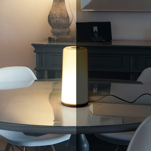 A.T.Lums Table Lamp - Touch Sensor Bedside Lamp, 3-Level Dimmable Warm White Lamp and RGB Color Changing Nightstand Light for Bedroom, Living Room, Office, Baby Kids Room