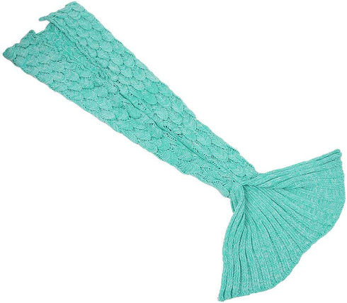 AmyHomie Mermaid Tail Blanket, Soft Crochet Sleeping Bag Blanket for Kids Adults, Mermaid Gift for Girls(ScaleMint,Kids)
