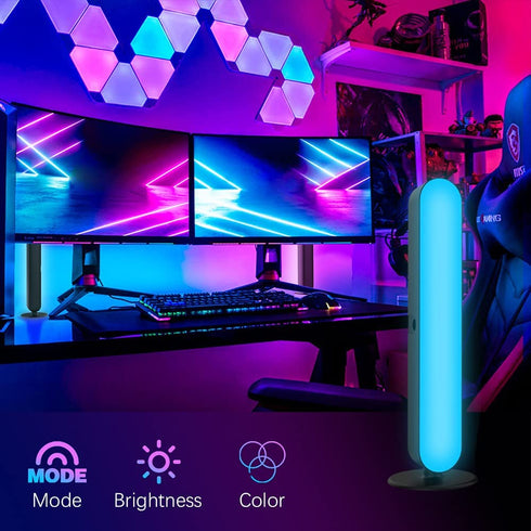 APEKX Smart RGB LED Lighting Bar Ambient Spotlight Lamp Stand, Suitable for Indoor Gaming Room Bookshelf Painting TV Stand Decoration, with Remote Control - Black