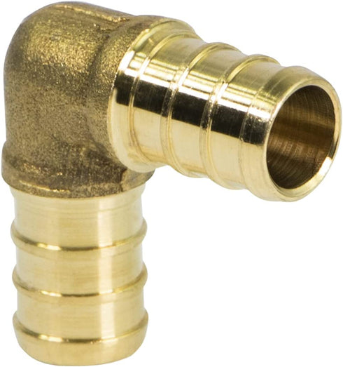 Supply Giant QYMO0100-OM x PEX 90 Degree Elbow Barb Pipe Fitting 1" Brass, 1 Inch