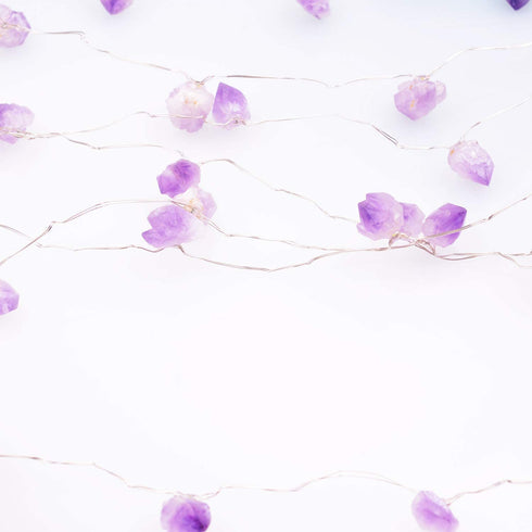 FLCSIed 10ft 40LED Decorative Amethyst LED String Lights Battery Operated with Remote 10 ft 40 LEDs Natural Crystal String Lights for Bedroom Party Indoor Birthday Wedding Decoration (40LEDS)