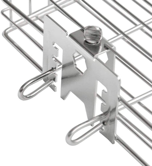onlyfire 6042 Chrome Plating Steel Flat Spit Rotisserie Grill Basket Fits 1/2? Hexagon, 3/8" Hexagon, 3/8" Square & 5/16" Square Spit Rods for Any Grill