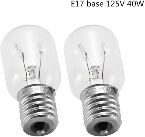 Microwave Light Bulb Stove Light Lamp Compatible with Whirlpool GE Kenmore LG Microwave, Dimmable with E17 Base 125V 40W, Repalcement for 8206232A, 2Pcs