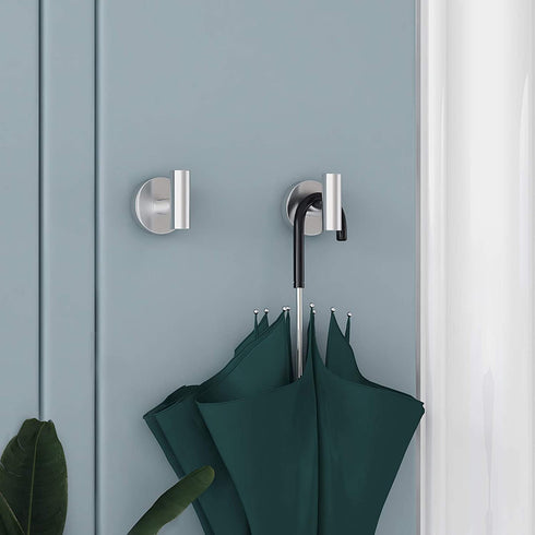 Bathroom Towel Hooks, Coat/Robe Clothes Hooks, Brushed Nickel SUS 304 Stainless Steel Wall Hook Heavy Duty for Bedroom,Kitchen,Restroom,Bathroom,Wall Mounted (Silver, 4 Pack)