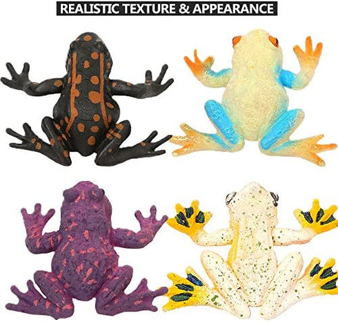 ValeforToy Frog Toys,12 Pack Mini Rubber Frog Sets,Super Stretches Material TPR with Gift Bag, Realistic Frog Figure Toys for Boy