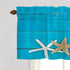 BaoNews Antique Rustic Teal Blue Kitchen Valances Half Window Curtain, Gold and White Starfish in Sand Border On Blackout Decoration Window Valances Curtains Drapes for Kitchen Bedroom, 52 X 18 Inch